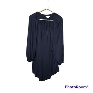 Boden Size 18 Black Flowy Blouse Dress Shirt  Scoop Neck Jersey Knit Long Sleeve